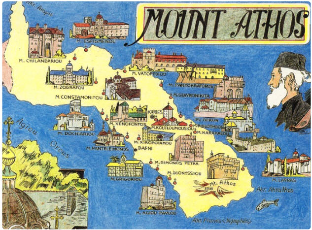 mappa monte athos